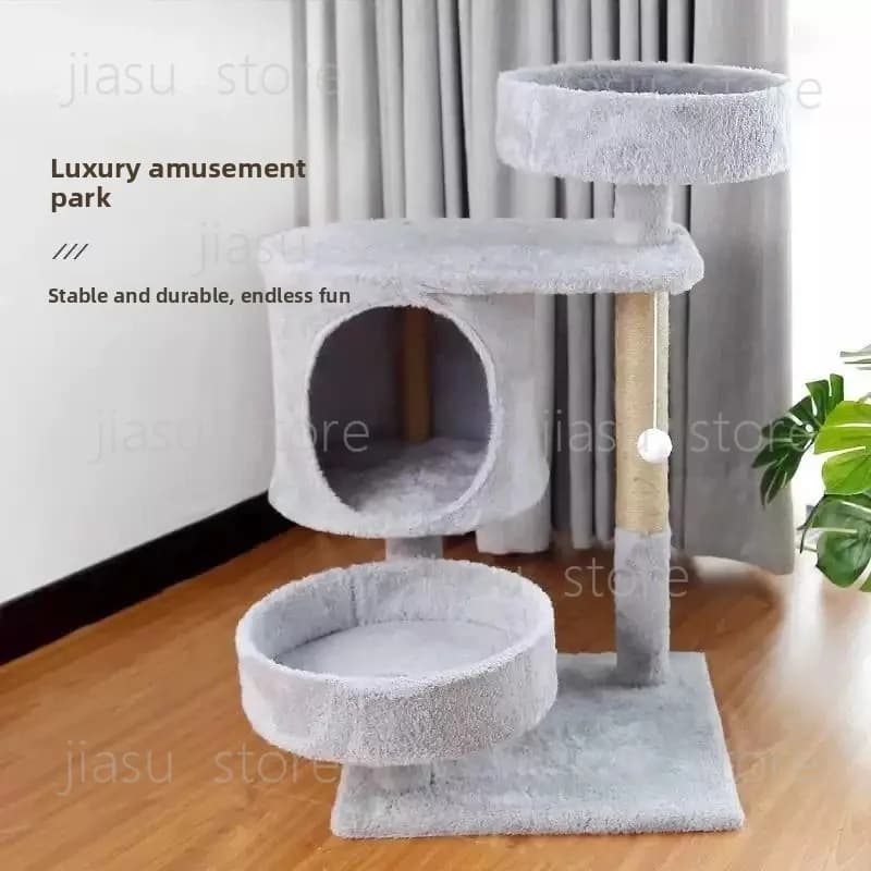 winter insulated pet villa, pet toysWinter Plush cat nest, cat climbing frame, scratching board, tree, with toy ball