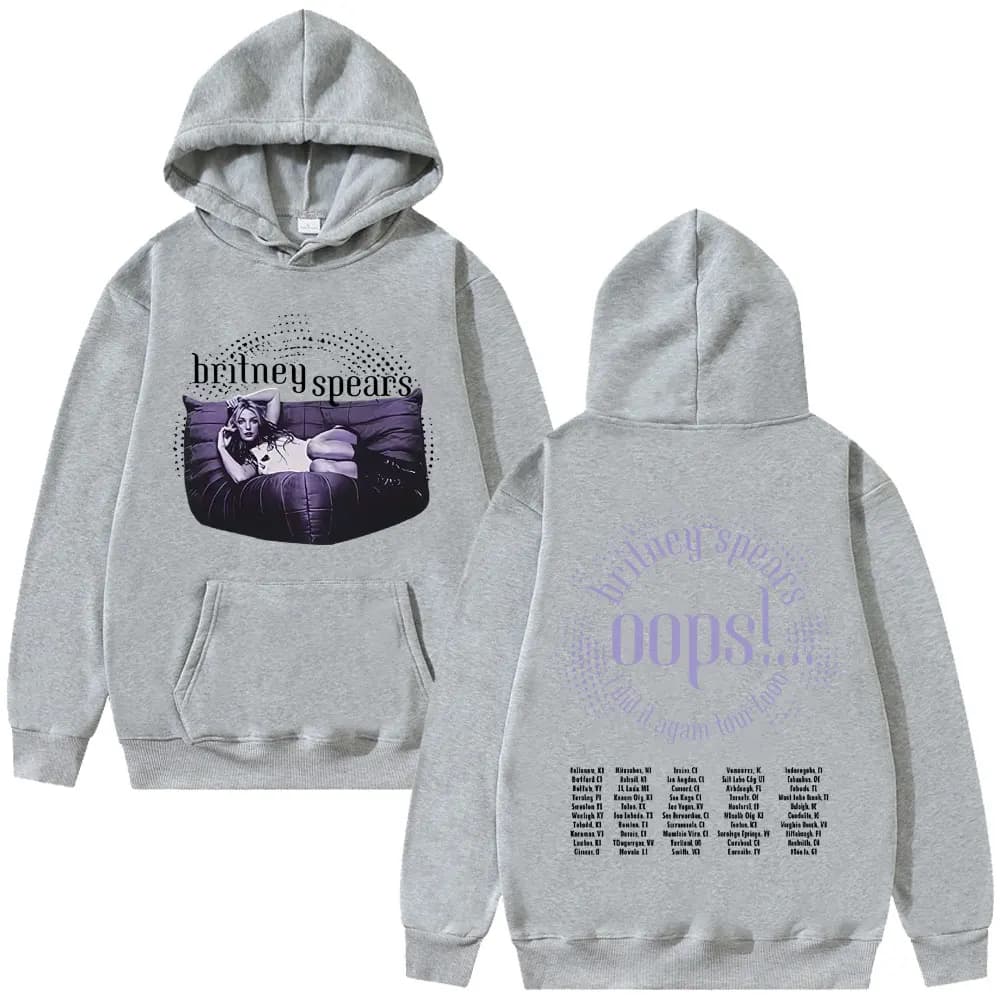 Felpa con Cappuccio Britney Spears Oops I Did It Again Tour 2000, Regalo per Fan, Abbigliamento Uomo/Donna, Felpa Vintage in Pile, Pullover Casual Maschile