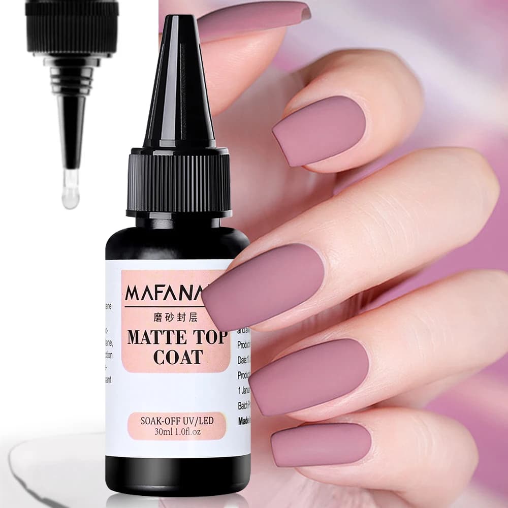 Smalto Gel per Unghie Opaco 30ML, Top Coat Trasparente Senza Residui, Vernice Gel Opaca Semi-Permanente UV SOAK-OFF