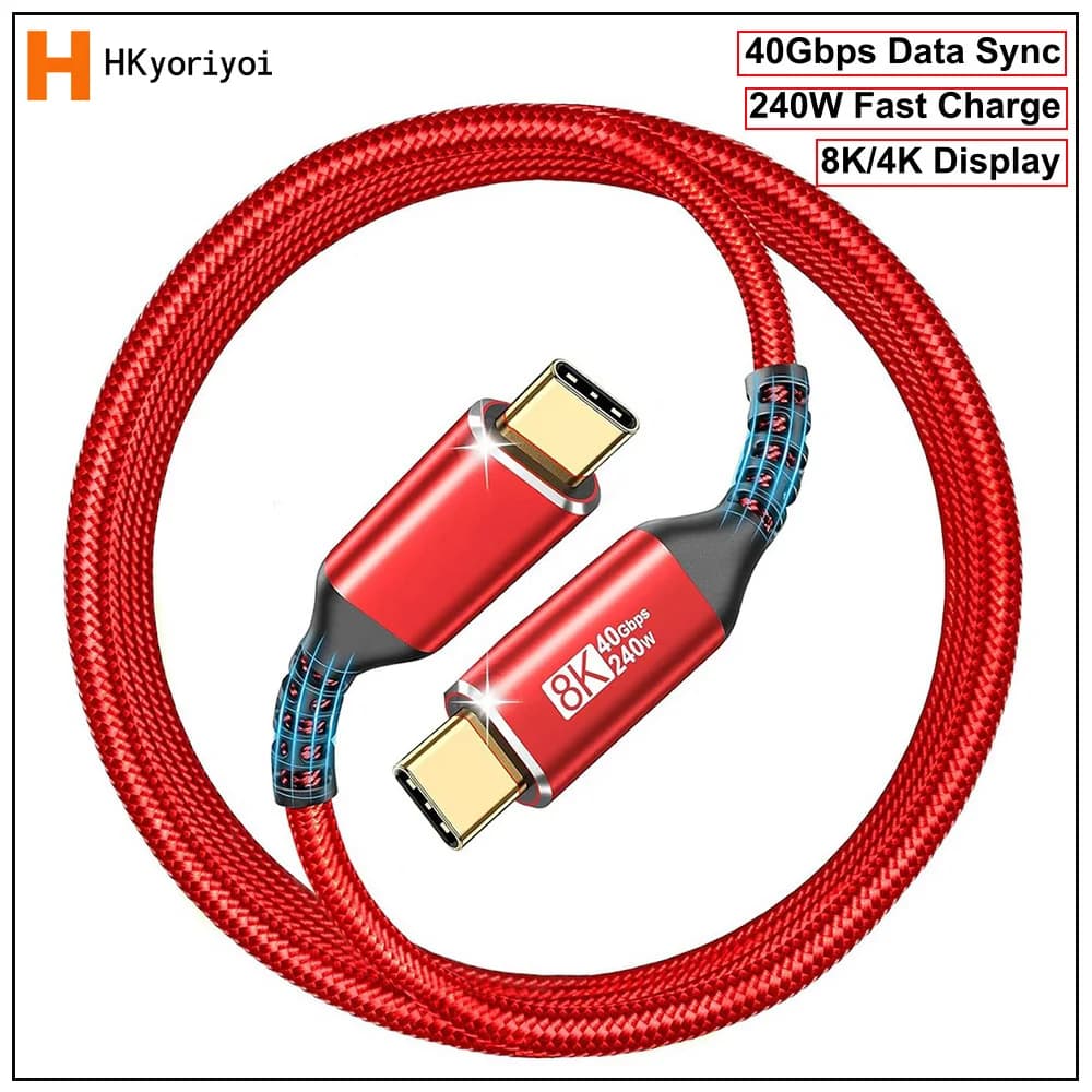 USB4 USB C Cable Data 40Gbps 8K 4K Display USB C Monitor Cable 240W Fast Charging For Macbook For iPad SSD Enclosure eGPU Dock