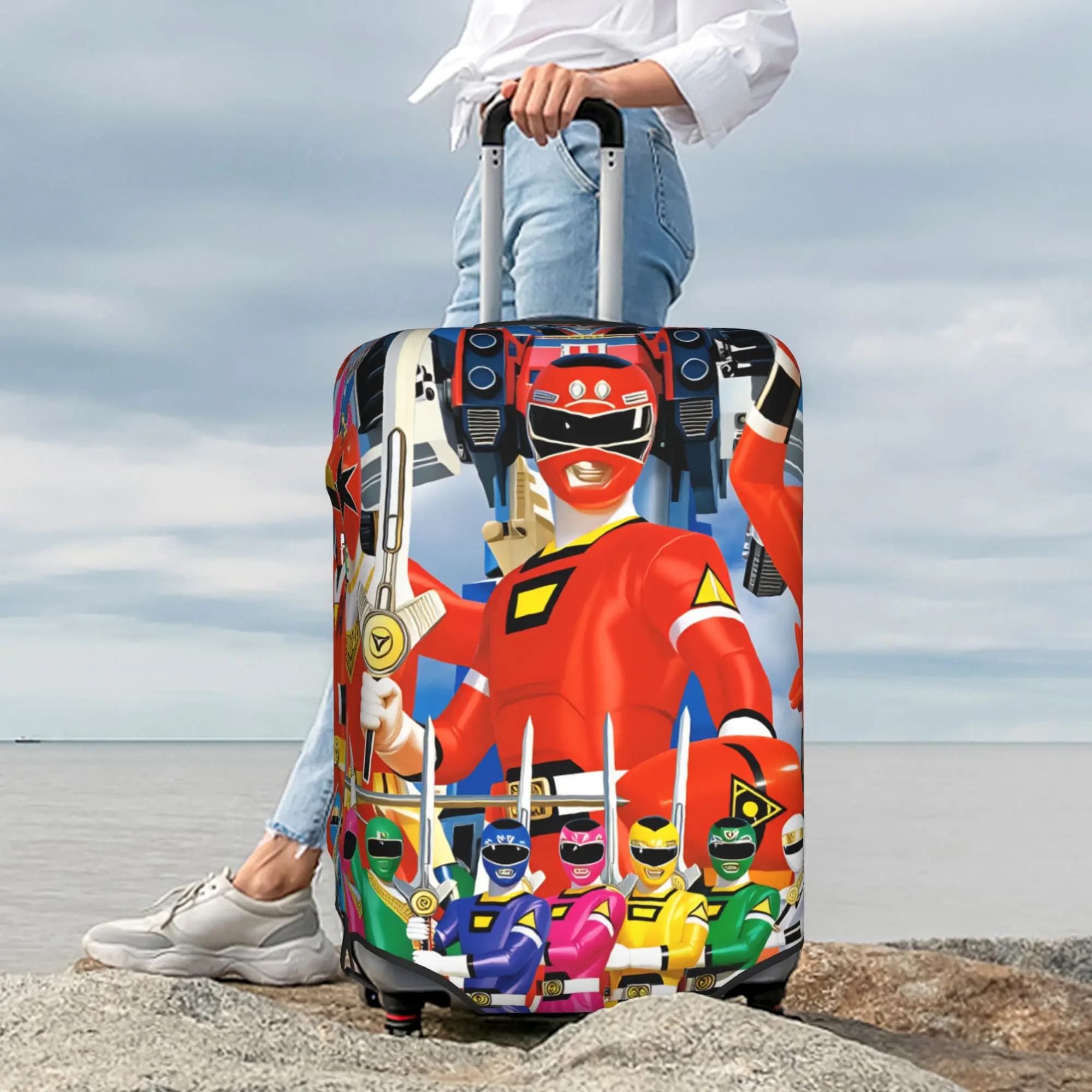 Ohranger Robo Super Sentai Red Racer Luggage Cover Funny Mega Red RV Robo Suitcase Protector Covers Suit For 18-32 inch