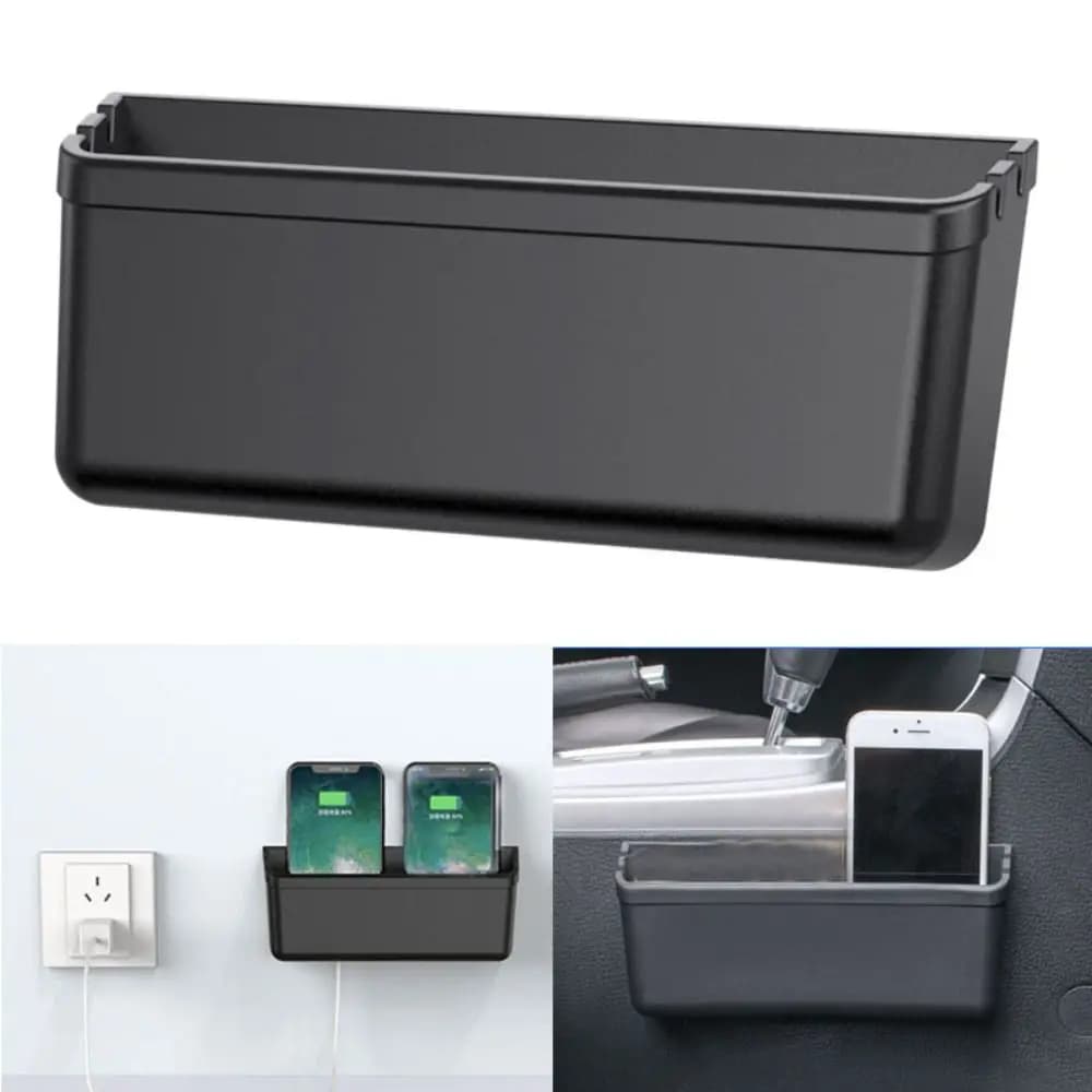 New Universal Car Storage Box, Waterproof Black Multifunction Container, Car Accessories Pocket, Cell Phone Holder