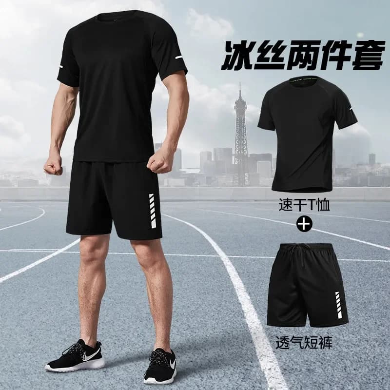 Sports outfit set Men's summer running quick-drying short-sleeved T-shirt new style loose-fitting casual fitness training shorts