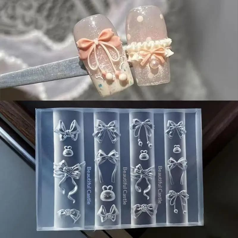 Silicone Nail Art Print for Rabbit Shape Nail Art with Flake, Transparent 3D Model for Nail Decorations, Fai-da- Manicure Tool ♪