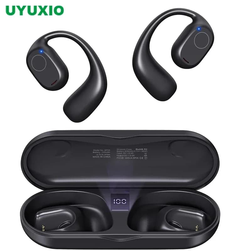 UYUXIO Bluetooth 6.0 Open headphones Wireless sports headphones with digital display 40 hours of playback