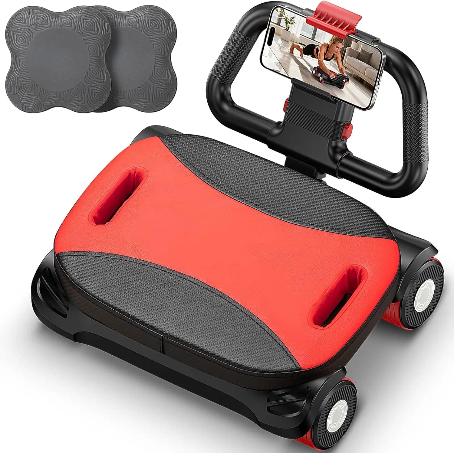 Rullo per Addominali a 4 Ruote con Supporto per Gomiti e Rimbalzo Automatico per Allenamento Core e Brucia Grassi a Casa/Palestra