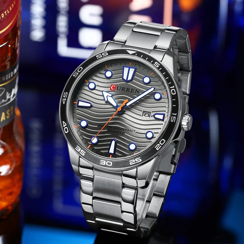 CURREN Orologio da uomo d'affari di moda Orologio al quarzo di marca di lusso superiore Orologio luminoso impermeabile in acciaio inossidabile Relogio Masculino