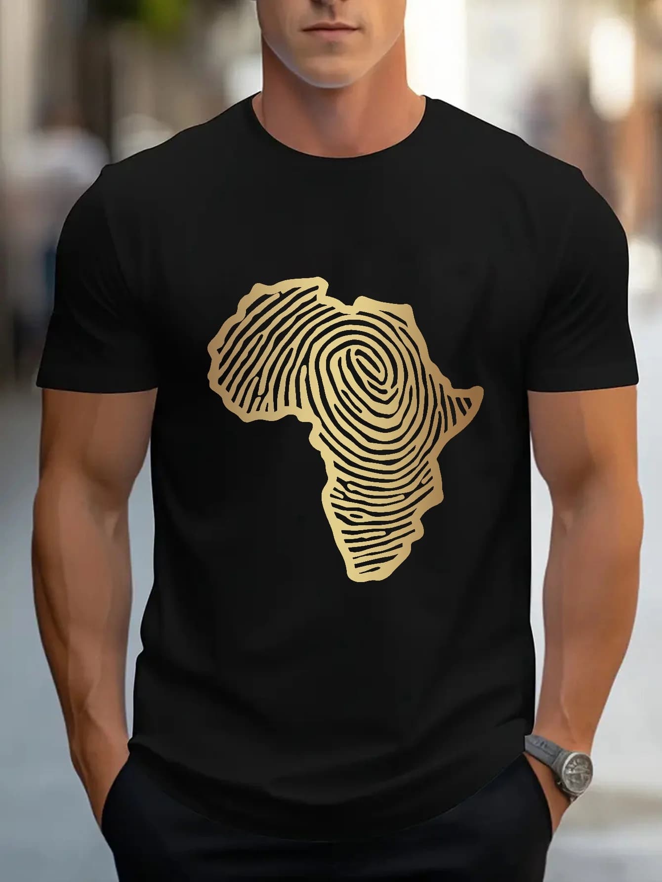 T-shirt corte con cornice rettangolare bianca con sfondo dorato sfumato con stampe fantasia alla moda adatte per lo sport