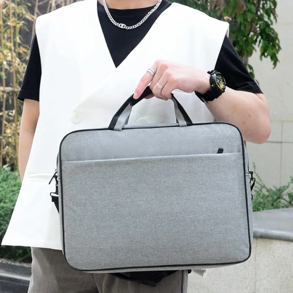 15.6/17 Inch Business Laptop Bag Shoulder Strap Briefcase Portable Laptop Bags with Handle Solid Color Laptop Shoulder Bag