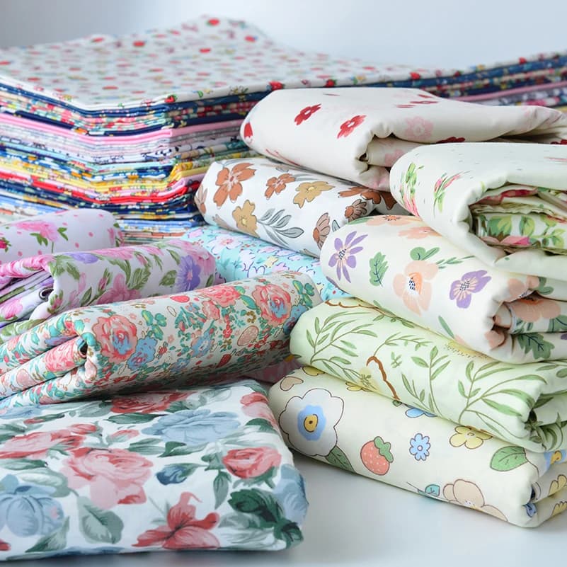 Cotton Twill Fabric Patchwork Flowers Pastoral Floral Printed for Sewing Bedding DIY Handmade by Half Meter