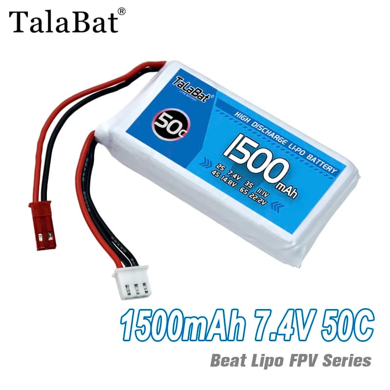 3 pezzi TalaBat 50C 1500mAh 7.4V 2S Lipo batteria con XT30/XT60/T/JST spina per RC elicottero Quadcopter FPV Racing Drone parti