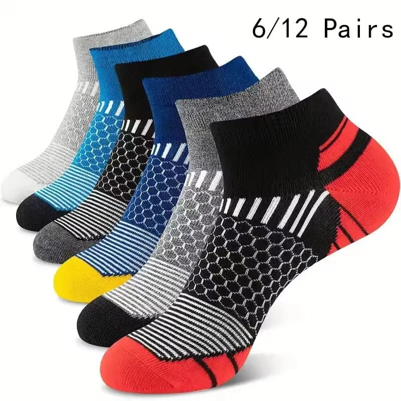 6/12 pairs of men's low socks colorful fashion comfortable socks black classic autumn short socks for men of high quality