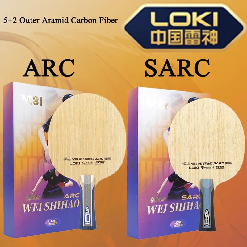 New Ping Pong Professional LOKI Series W81 ARC SARC with Carbon Fiber Surface Aramidic 5+2 and Koto Surface