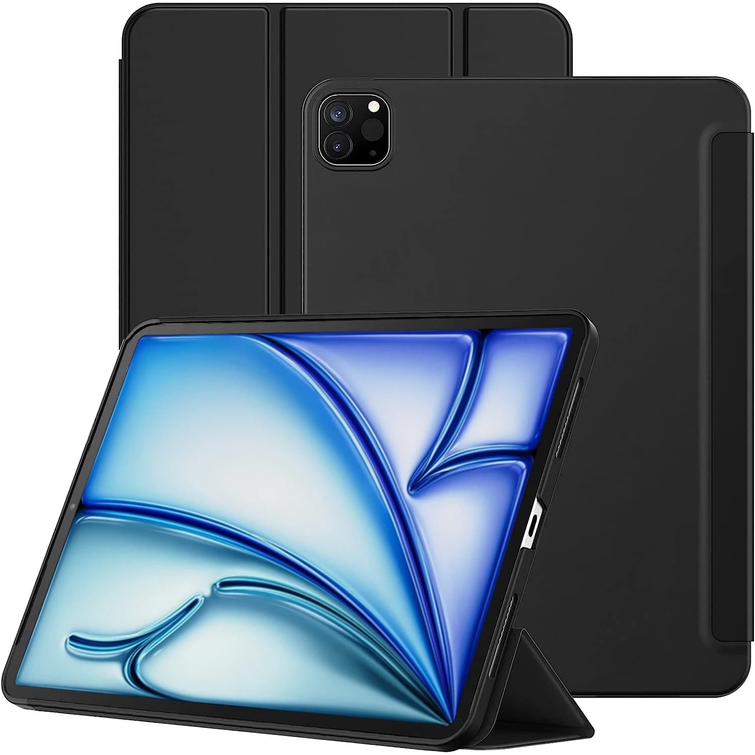 Tablet Case For iPad Air 11 2024 6th Gen Tri-fold Cover For iPad A2902 A2899 A2900 Filp Stand Tablet Cases Silicone Back Shell