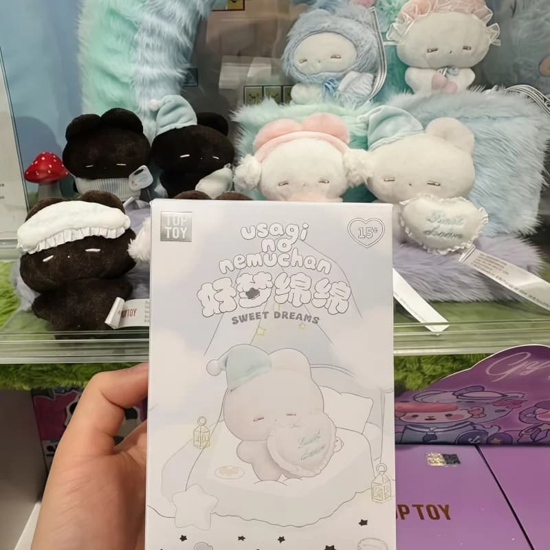 Portachiavi Peluche Top Toy Usagi No Nemuchan Serie Sweet Dreams - Blind Box con Ciondolo Morbido a Forma di Coniglio o Orso, Charm per Borsa, Regalo