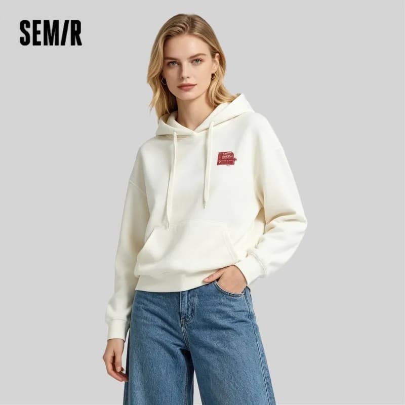 Felpa con cappuccio Semir da donna stile medio-lungo Primavera 2025 Nuovo indumento ricamato primaverile