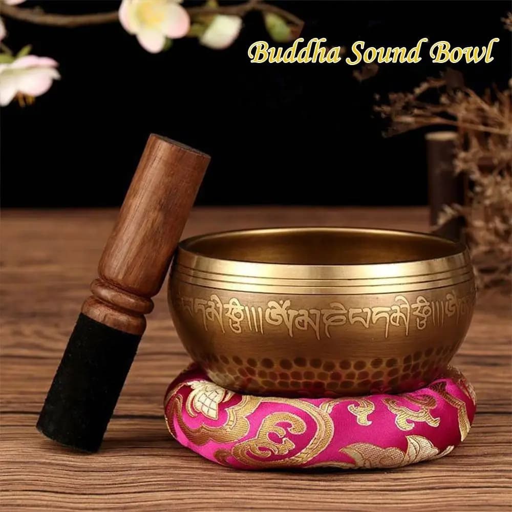 Handmade Nepal Buddha Sound Bowl Stress Relief Yoga Copper Sound Tibetan Singing Bowl Set Meditation Chanting Singing Bowl