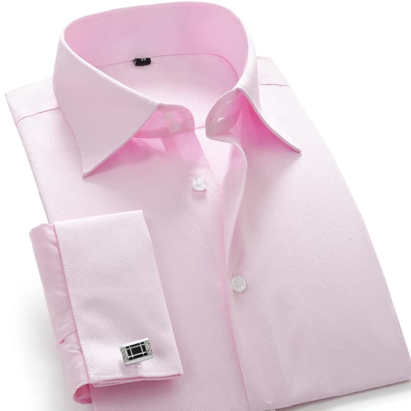 Camicia da smoking con bottone a polsino francese da uomo manica lunga Business Formal Party abito da sera da sposa abbigliamento da banchetto con gemelli