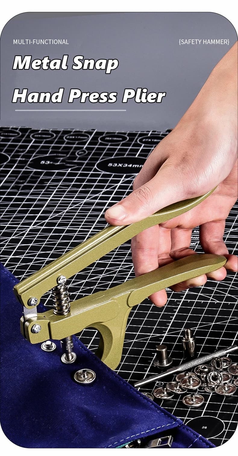Pinza per bottoni a pressione in tessuto, bottoni a pressione in metallo con kit di pinze per fissaggio, strumento per fai da te, abbigliamento, bottoni per cucito
