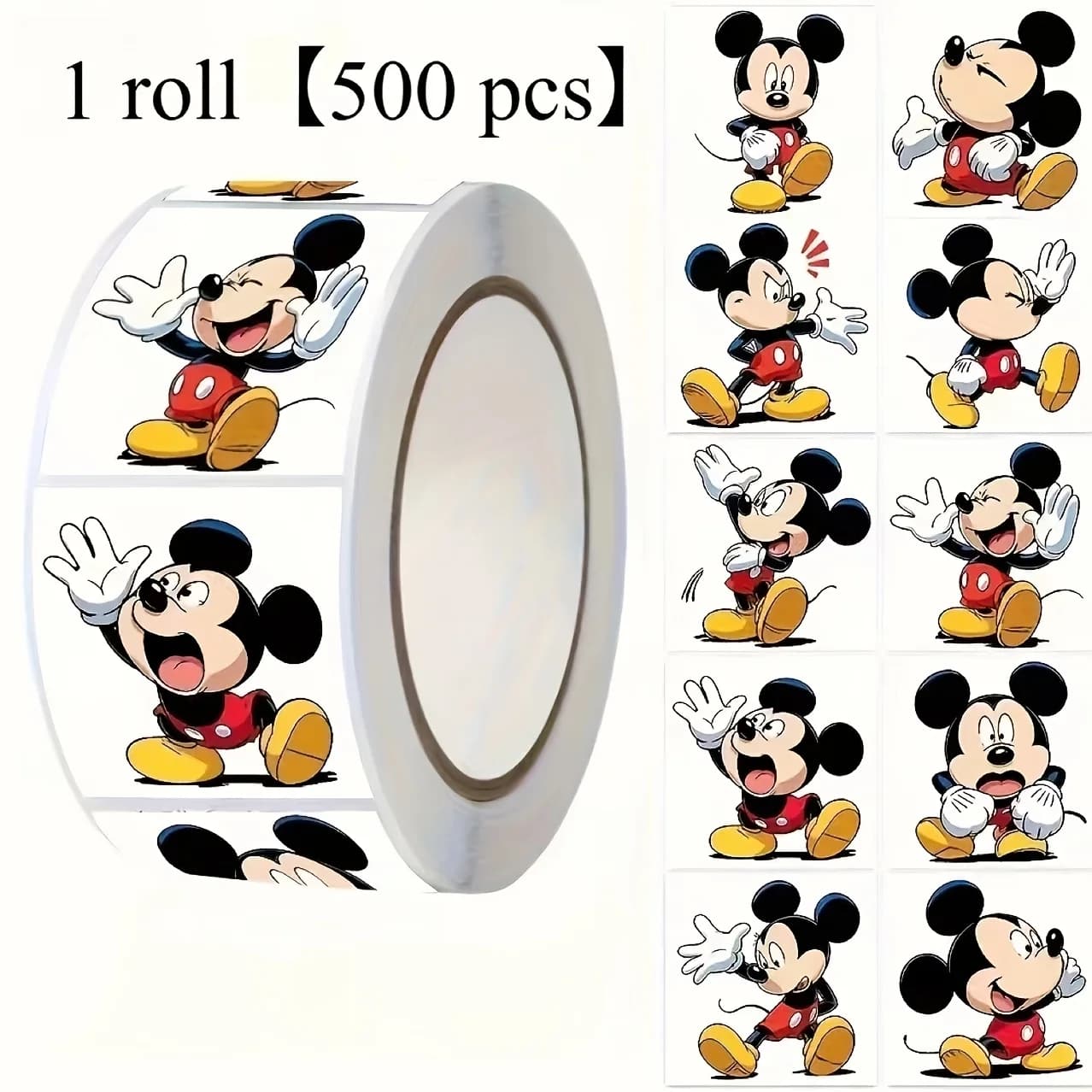 500pcs Disney classic Mickey stickers, gift sealing stickers, can be used for luggage, tablets, water cup decoration stickers