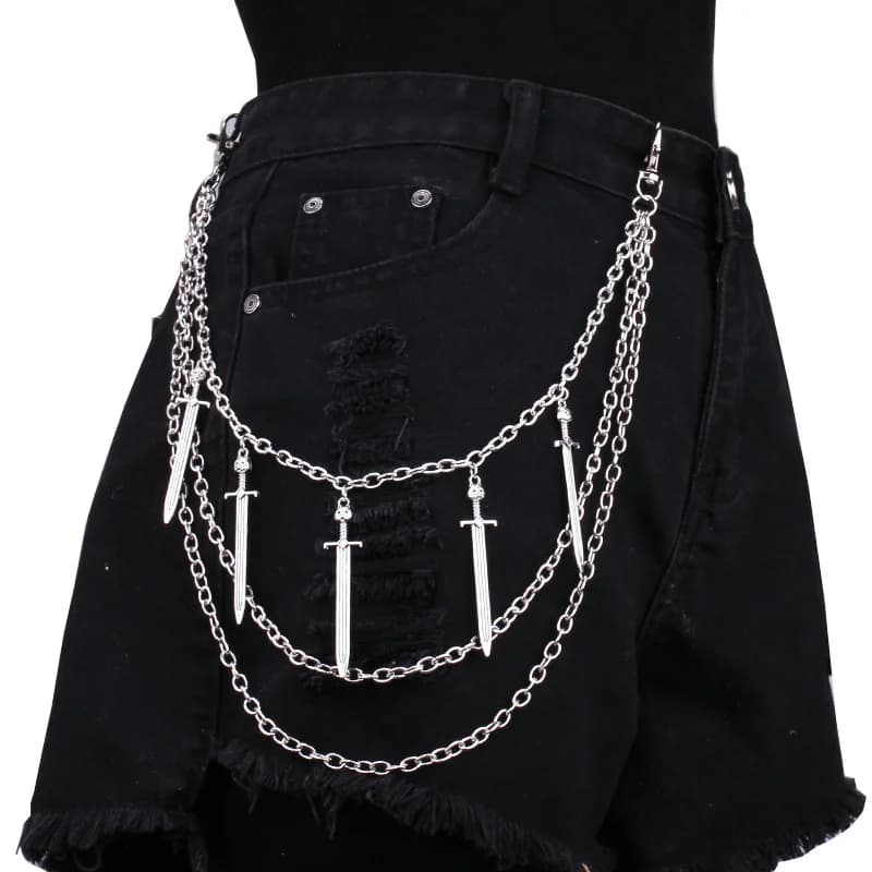 Long Sword Pendant Chain On The Jeans Pants Women Punk Keychains for Men Egirl eBoy Harajuku Grunge Accessories