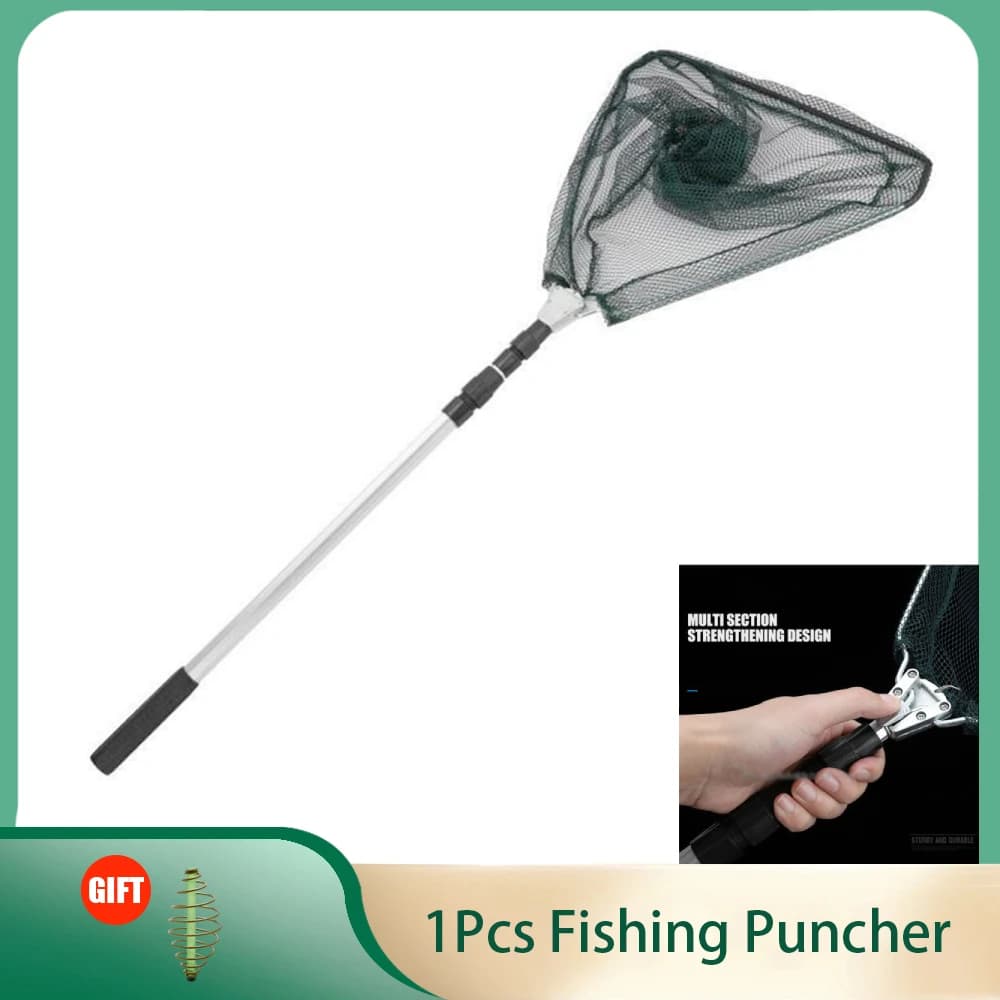 Reti da pesca da 150CM attrezzi da pesca in lega di alluminio rete di atterraggio pieghevole a rete piccola trappola di rete per colata di palo