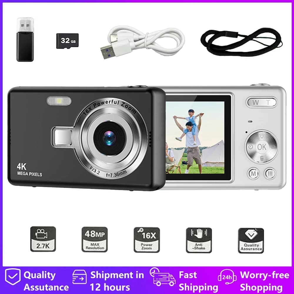 4K Digital Camera for Photography and Video Recording Cameras 96MP 2.4'' Retro Cameras Vlogging Compact Camera For Beginner