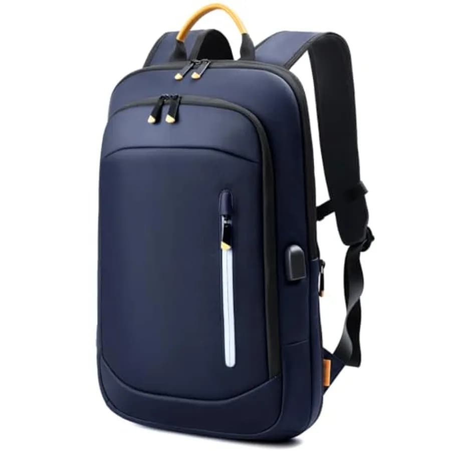 Zaino Sottile per Laptop da Uomo, Espandibile, per Viaggi d'Affari, con Porta USB, Borsa Leggera per Computer da Lavoro