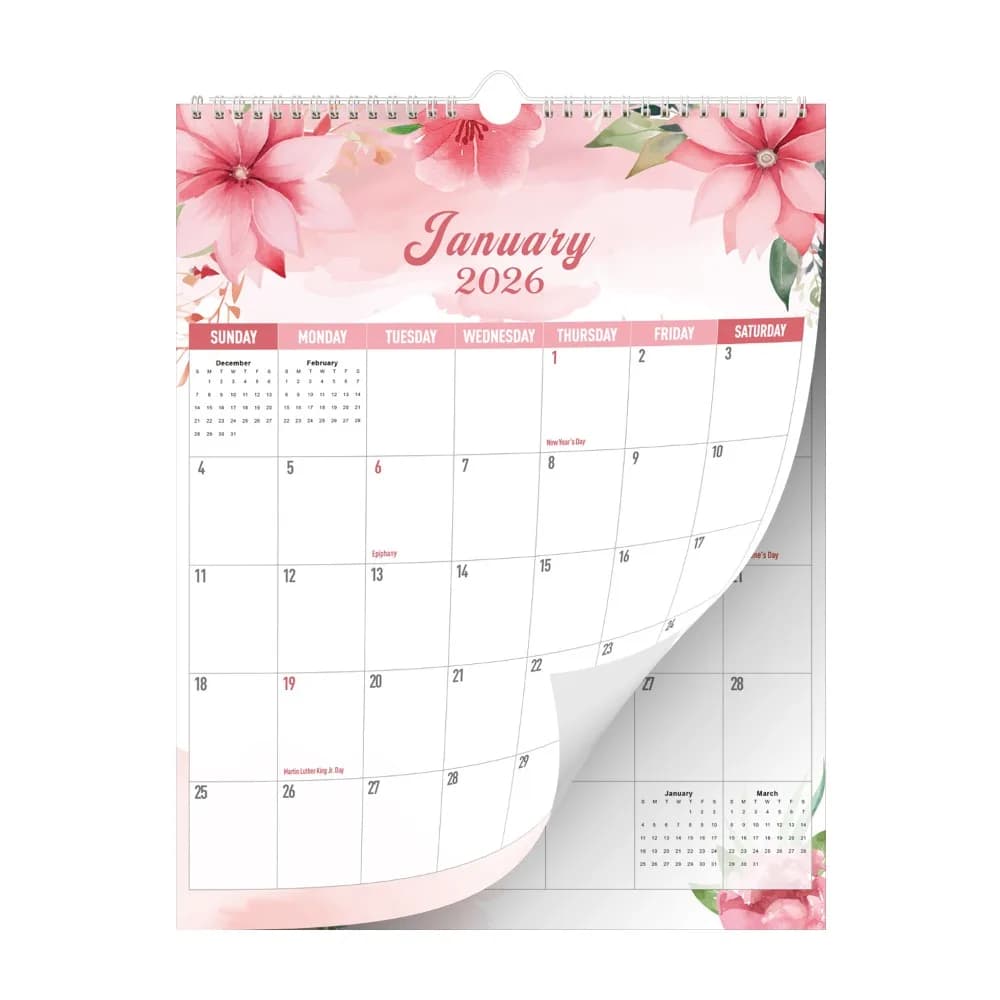 Gennaio 2026 - Giugno 2027 Calendario da Parete con Spirale, Motivo Floreale, Calendario da Appendere 18 Mesi, Planner da Parete per Ufficio