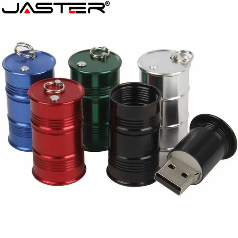 JASTER Tamburo d'olio in metallo Chiavetta USB rossa 4 GB 8 GB 16 GB 32 GB 64 GB Capacità reale Disco flash 2.0 Regalo Pen Drive all'ingrosso