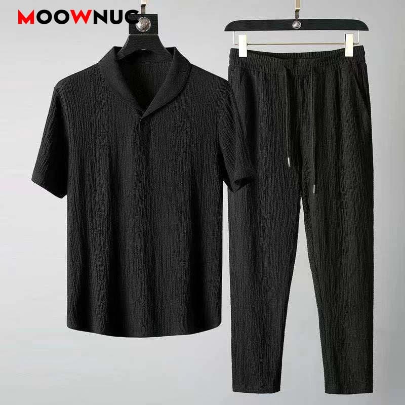 Set casual da uomo nuovi estivi T-shirt + pantaloni Abbigliamento sportivo Jogger Moda maschile Tute Felpa Hombre Fit MOOWNUC
