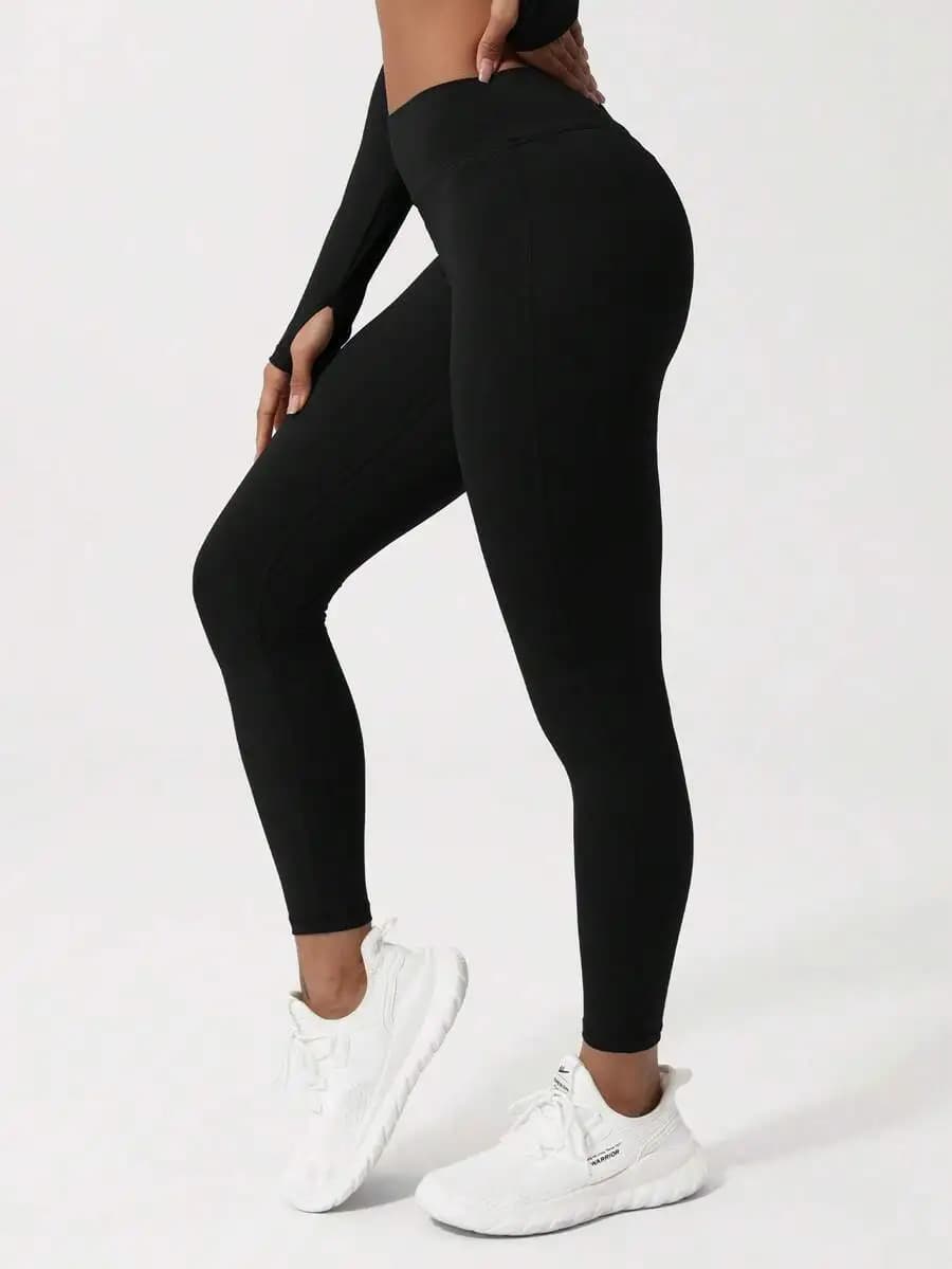 Leggings da yoga a vita alta a V senza cuciture da donna, traspiranti ed elasticizzati per il fitness