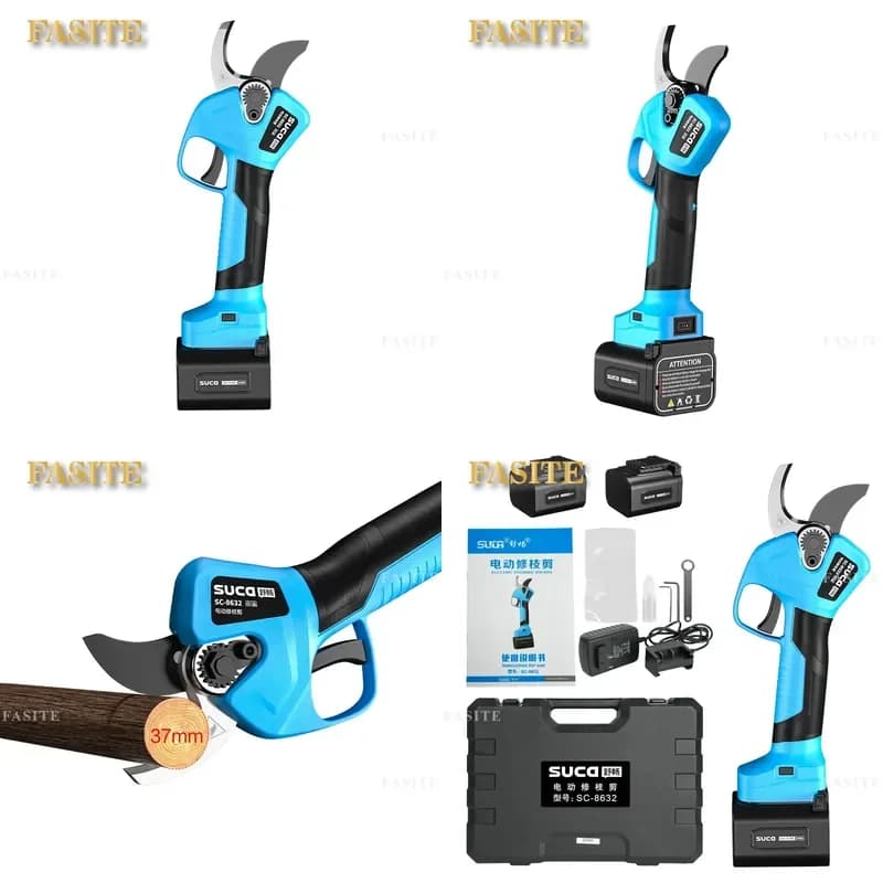 For 37mm Branch Rechargeable Pruning Shears High Power Lithium Battery Garden Fruit Tree Thick Branch Cutter Tool