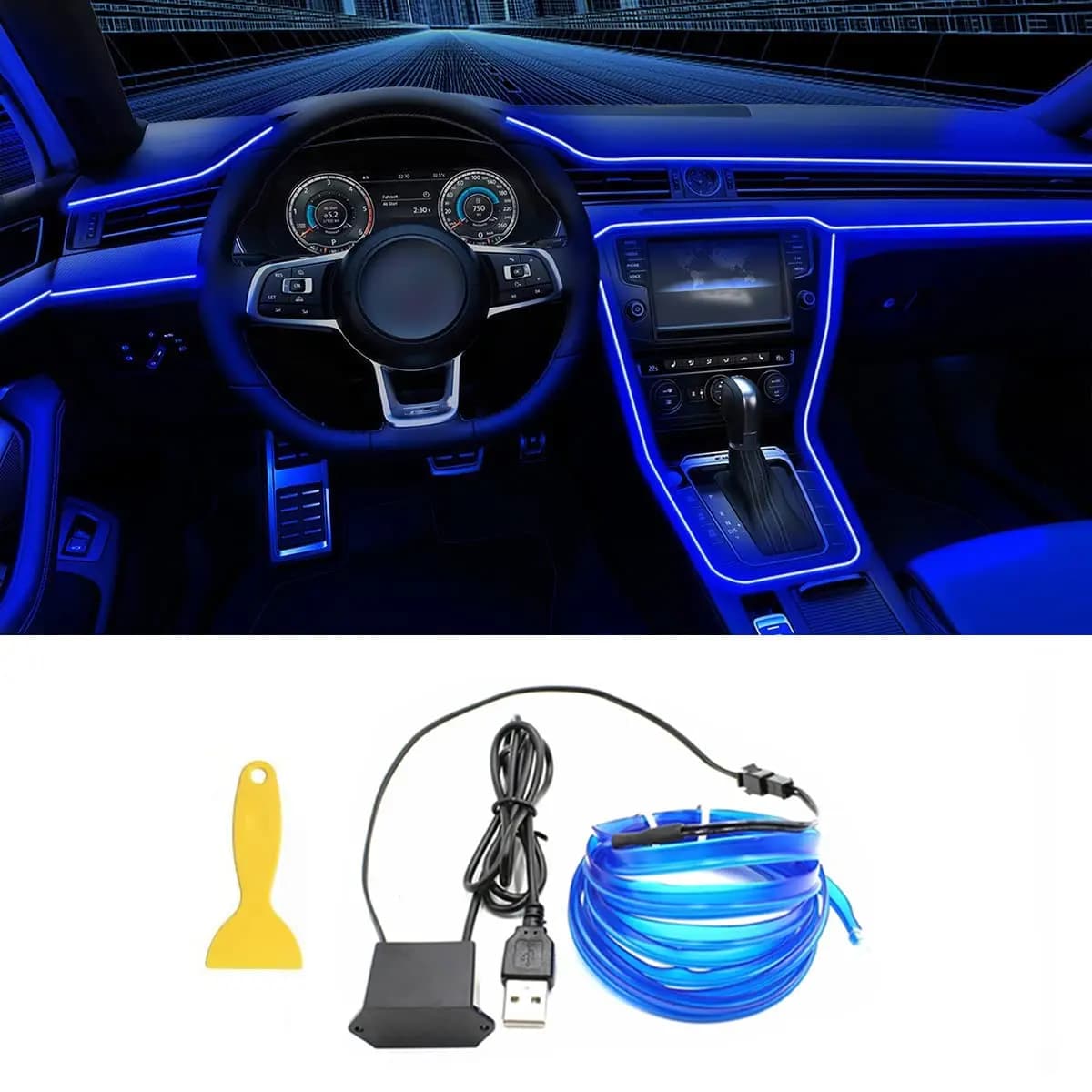 5M Interior Car Conduit Neon EL Strip Light Cabling Decorative Lamp For Auto FAI DA TE Flexible USB Environmental Light Atmosphere of Diode Feast