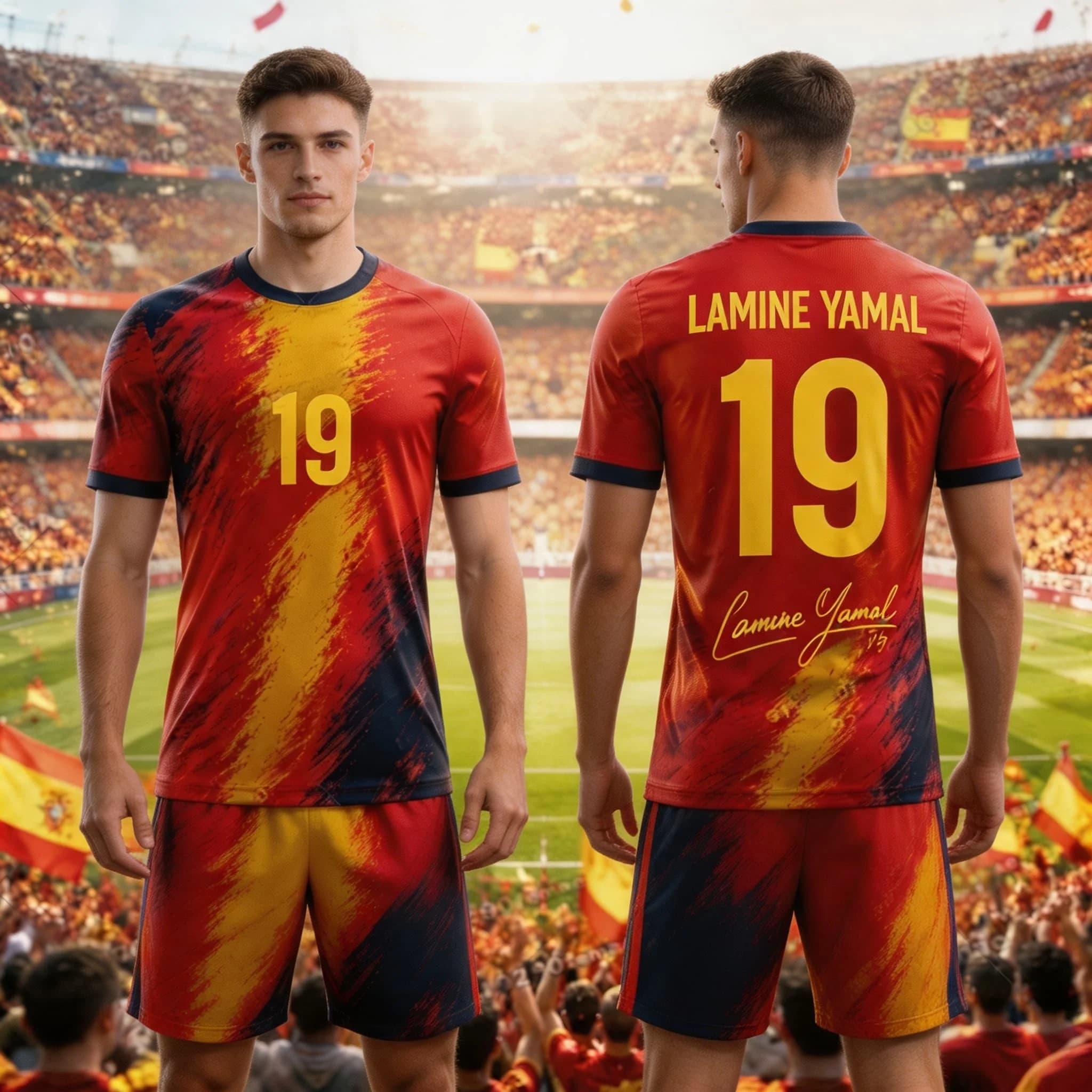 Hot Sale Spain Soccer Fans Top Casual Women Suit Short Sleeve Shorts Jersey Set Quick Dry Men's T Shirt Tracksuit 2 Piece Set