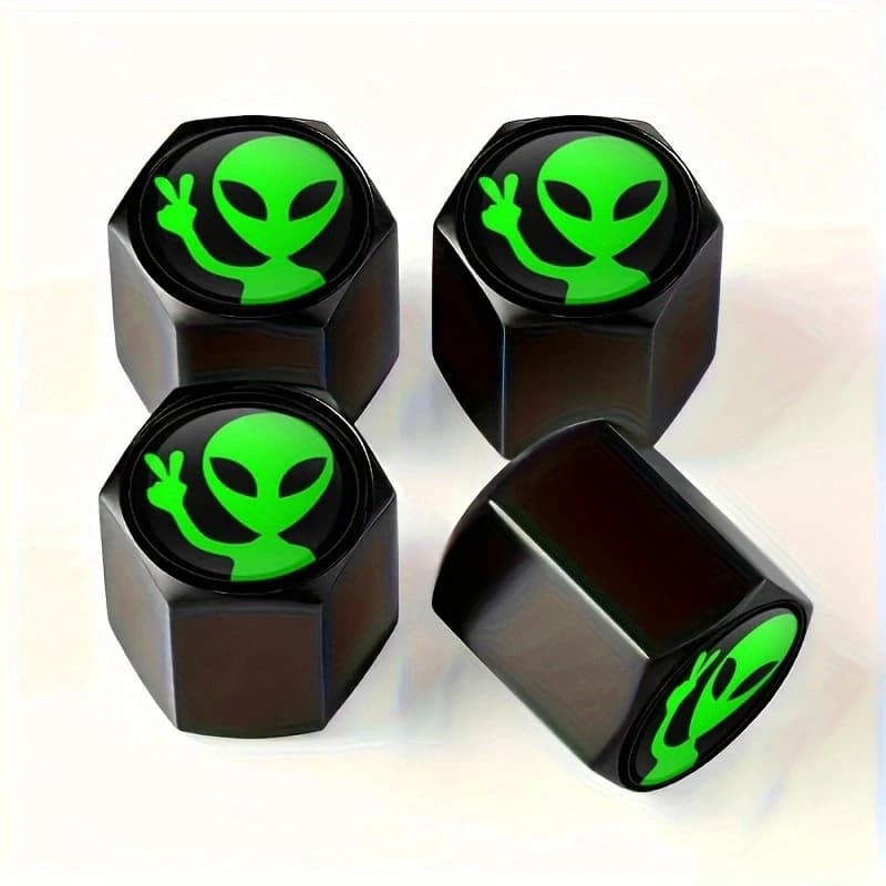 4 pezzi Alien Car Wheel Tire Valve Cap Stem Air Cover Car Styling Truck Car Moto Bike Accessorie