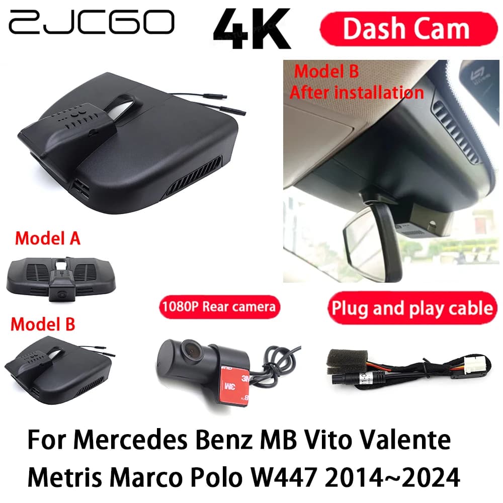Auto 4K Plug and Play Dash Cam Night Vision Recorder for Mercedes Benz MB Vito Valente Metris Marco Polo W447 2014-2024