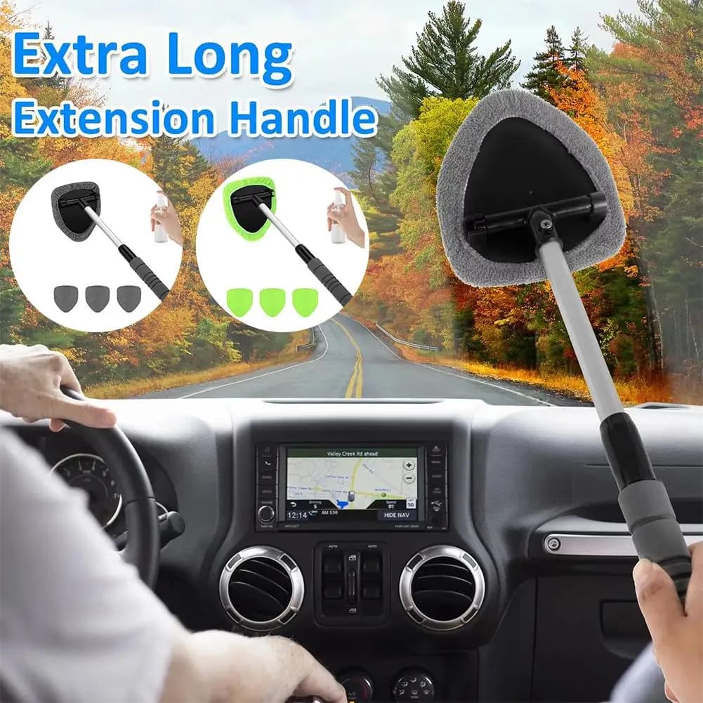 Detergente per vetri per auto Raschiante Eliminatore di nebbia Telescopico Set di spazzole per pulizia parabrezza per finestrini per auto Detergente per vetri per finestre in microfibra