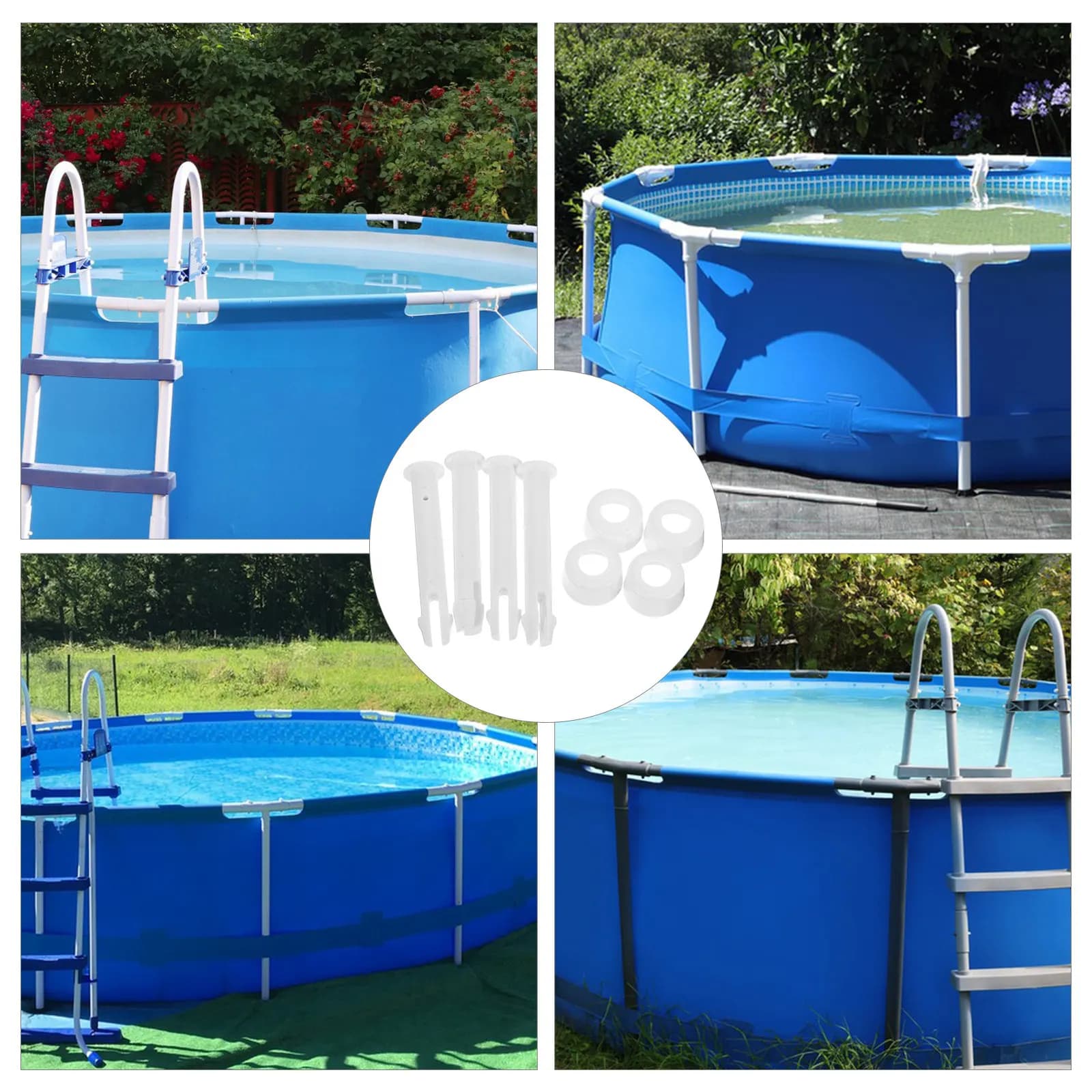 Kit of Spare Parts for Swimming Pool: PVC Fissing Pins, Carpets and Gaskets for Joints and Frame Parts