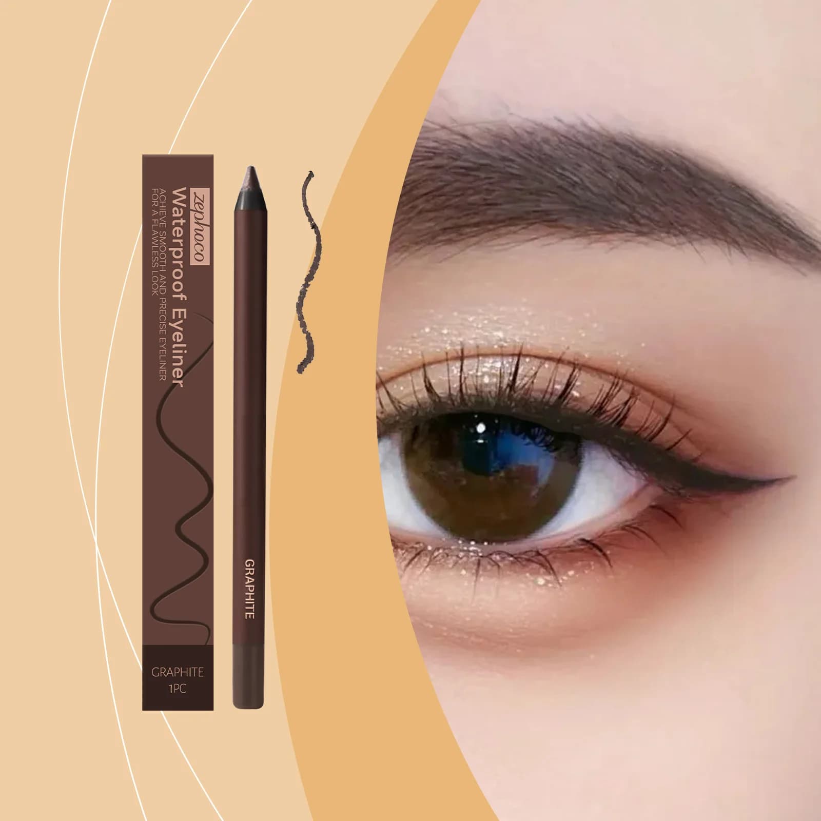 Matita Eyeliner in Grafite Impermeabile e Anti-sbavatura, Penna Gel Liscia per Trucco Occhi