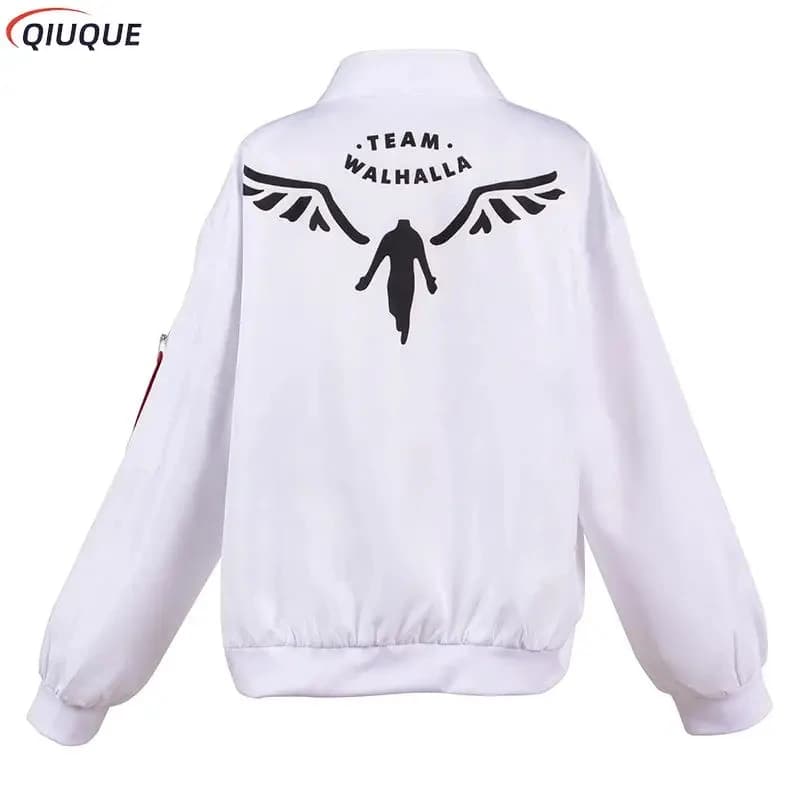Anime Revengers Cosplay Hanemiya Kazutora Cosplay Costume White Zipper Jacket Walhalla Men Women Coat Mikey Draken Tops Outfit