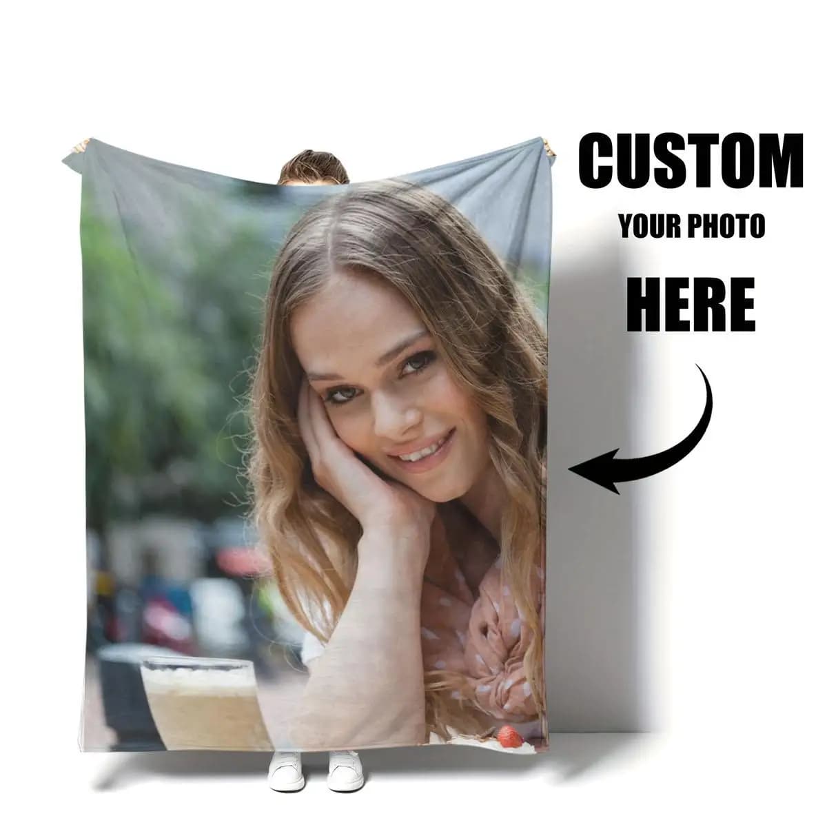 Coperta personalizzata con foto fai-da-te per Halloween - Coperta in flanella - Personalizzabile con una foto calda e accogliente, morbida e calda, adatta per divano, letto, ufficio, auto e viaggi all'aperto - Un regalo per uomini e donne, adatto a tutte le stagioni
