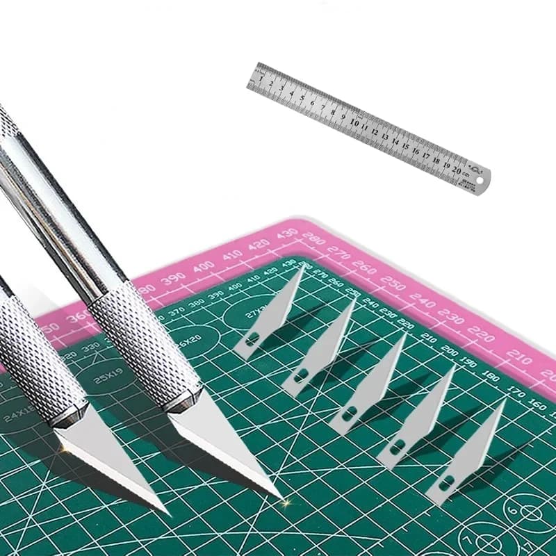Set di coltelli e righelli per taglio A3, tappetino da tavolo in PVC autoriparante per lavorazione pelle, anti-taglio, per studenti e fai da te