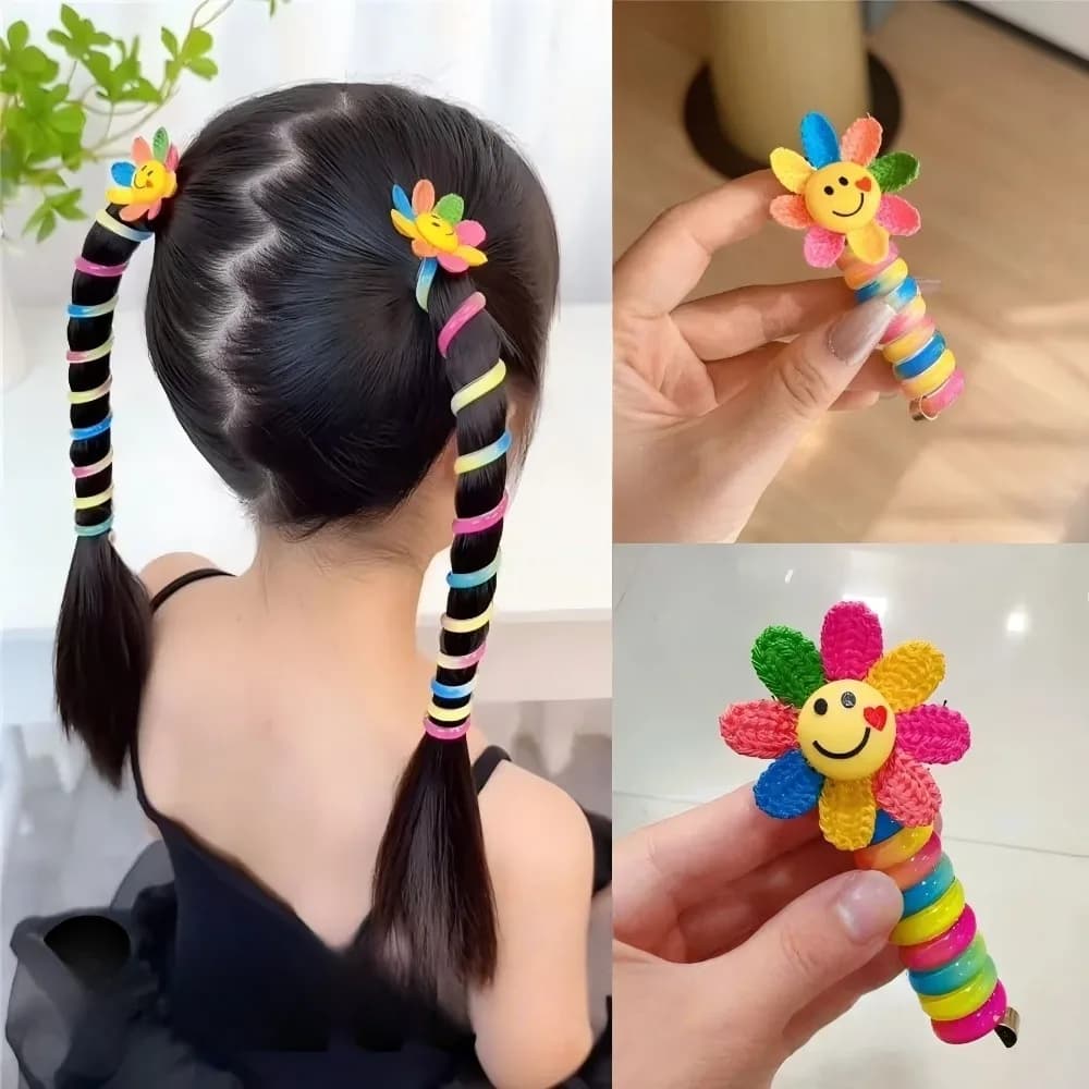1/2/10PCSpcs Flower Bubble Ponytail Hair Ties Phone Wire Elastic Bands for Braids