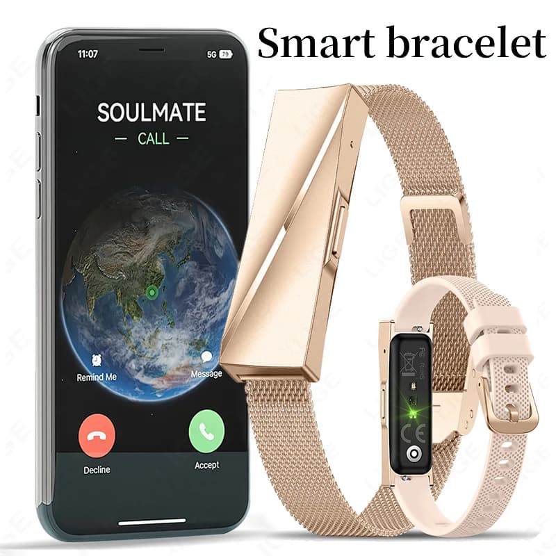 LIGE Promemoria chiamate Bracciale intelligente Monitoraggio della frequenza cardiaca del sonno Sport Fitness Tracker Coppia braccialetto intelligente con APP gratuita 2 bande