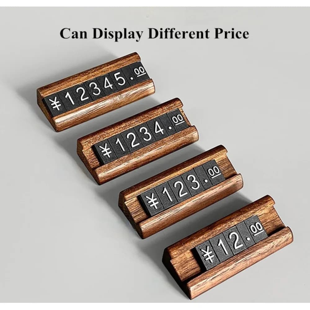 10 set/scatola per gioielli, negozio di orologi, prezzi digitali, cubi, etichette, espositore, mini porta cartello per cartellino per cartellino dell'etichetta del prezzo in legno