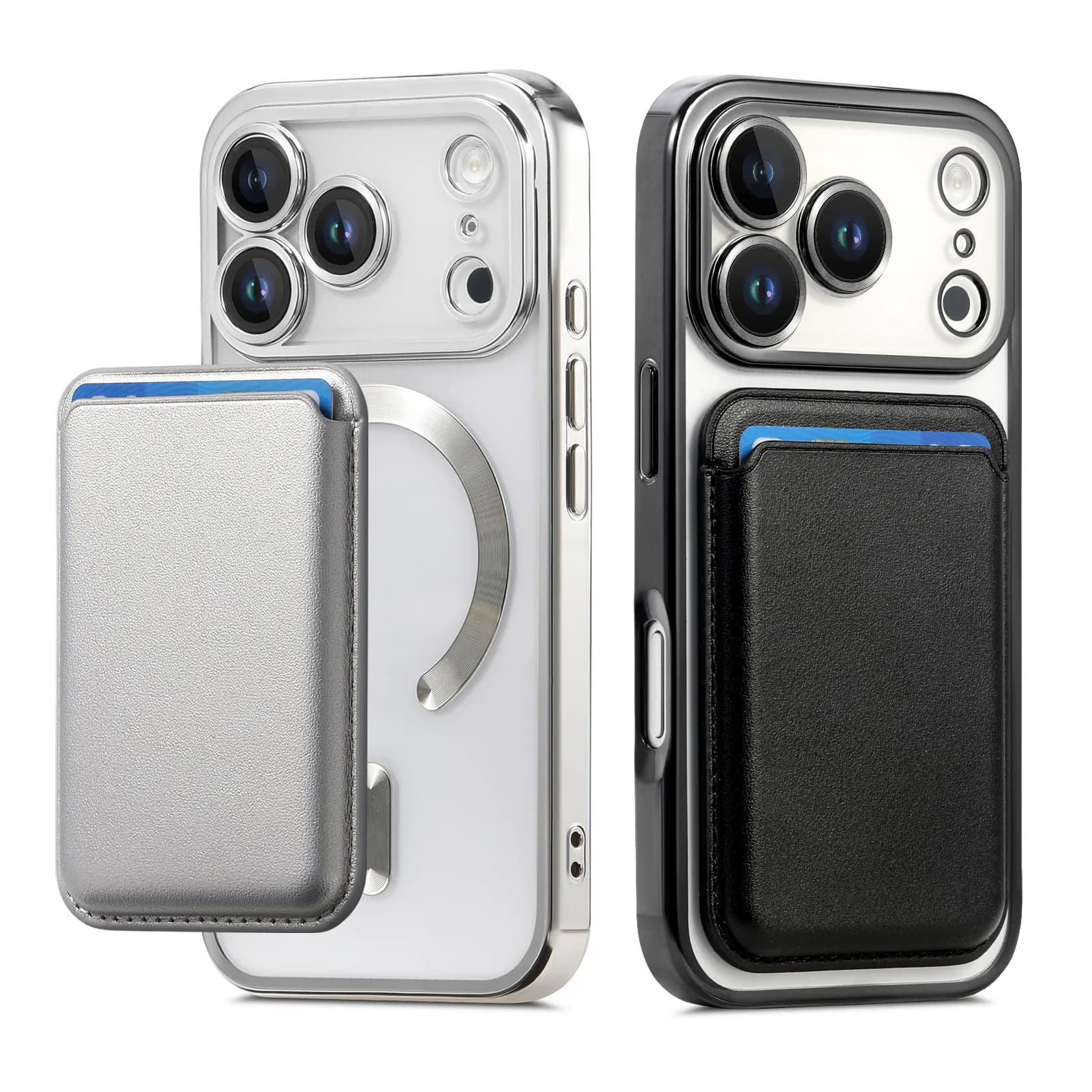 Custodia magnetica per telefono placcatura per IPhone 17 AIR 13 14 15 Plus 16 Pro Max Porta carte di ricarica wireless per Magsafe Protect Cover