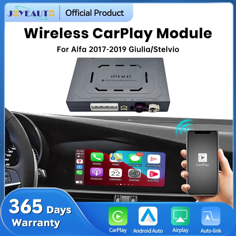 JoyeAuto Decoder Wireless CarPlay Android Auto Module Smart Car Systems for Alfa Giulia/Stelvio 2017-2019 Mirror-Link AirPlay