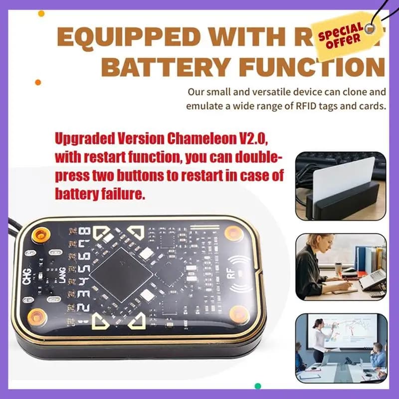 -A96Z Chameleon Ultra V2.0 Lettore di chip intelligente RFID Lettore di chip intelligente RFID 125K 13,56M Decodifica scheda Duplicatore NFC