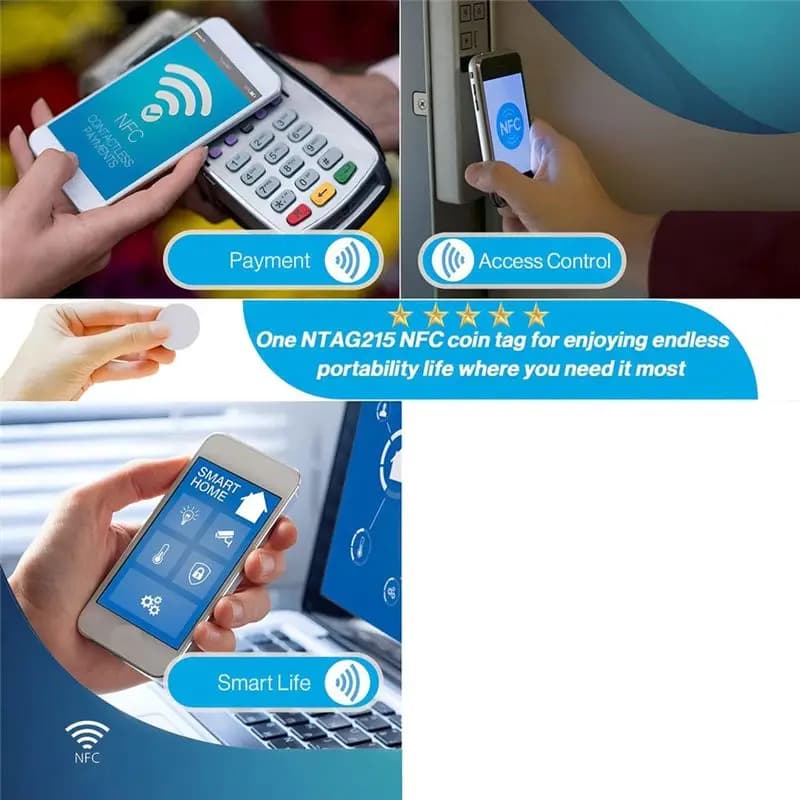 Tag NFC A24I, carte NFC, 215 tag NFC riscrivibili 215 carte moneta NFC compatibili, telefoni cellulari e dispositivi abilitati NFC